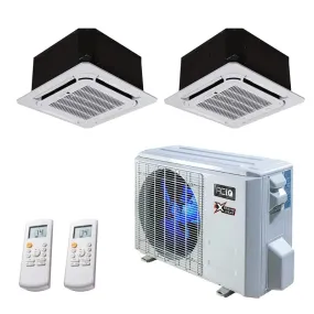 18,000 BTU 22 SEER2 ACiQ 2-Zone Ceiling Cassette Mini Split System w/ Extreme Heat - 9 9