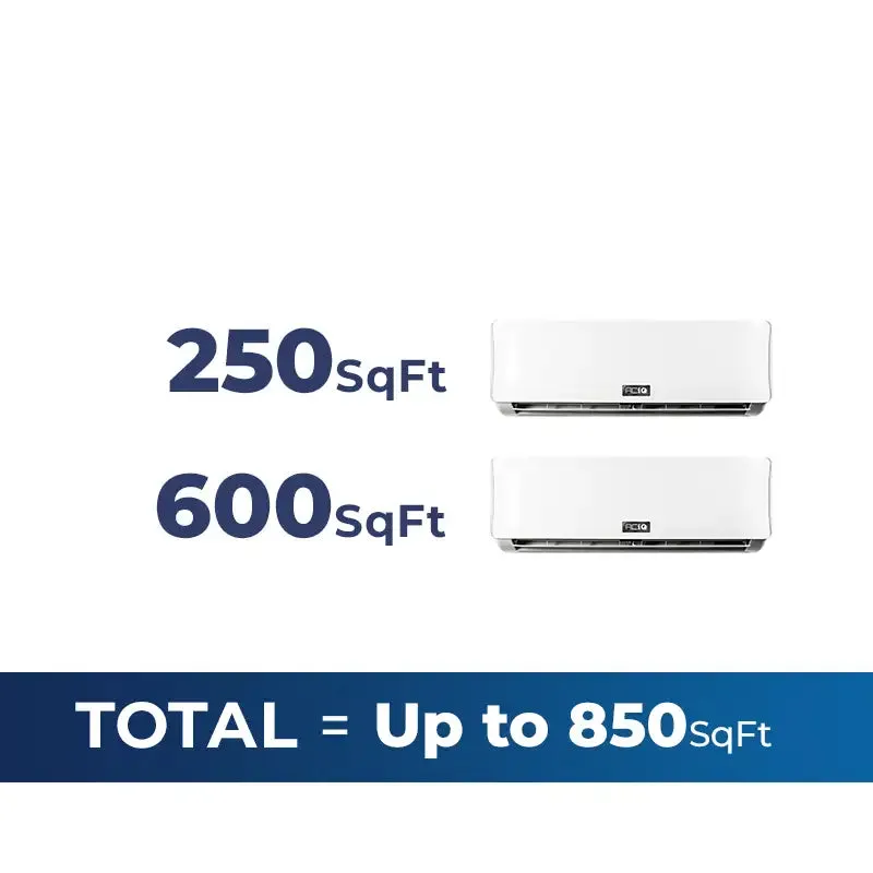 18,000 BTU 22 SEER2 ACiQ 2-Zone Wall Mounted Mini Split System - Extreme Heat - WiFi Enabled - 6 12