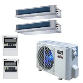 18,000 BTU 22.3 SEER2 ACiQ 2-Zone Concealed Duct Mini Split System w/ Extreme Heat - 9 9