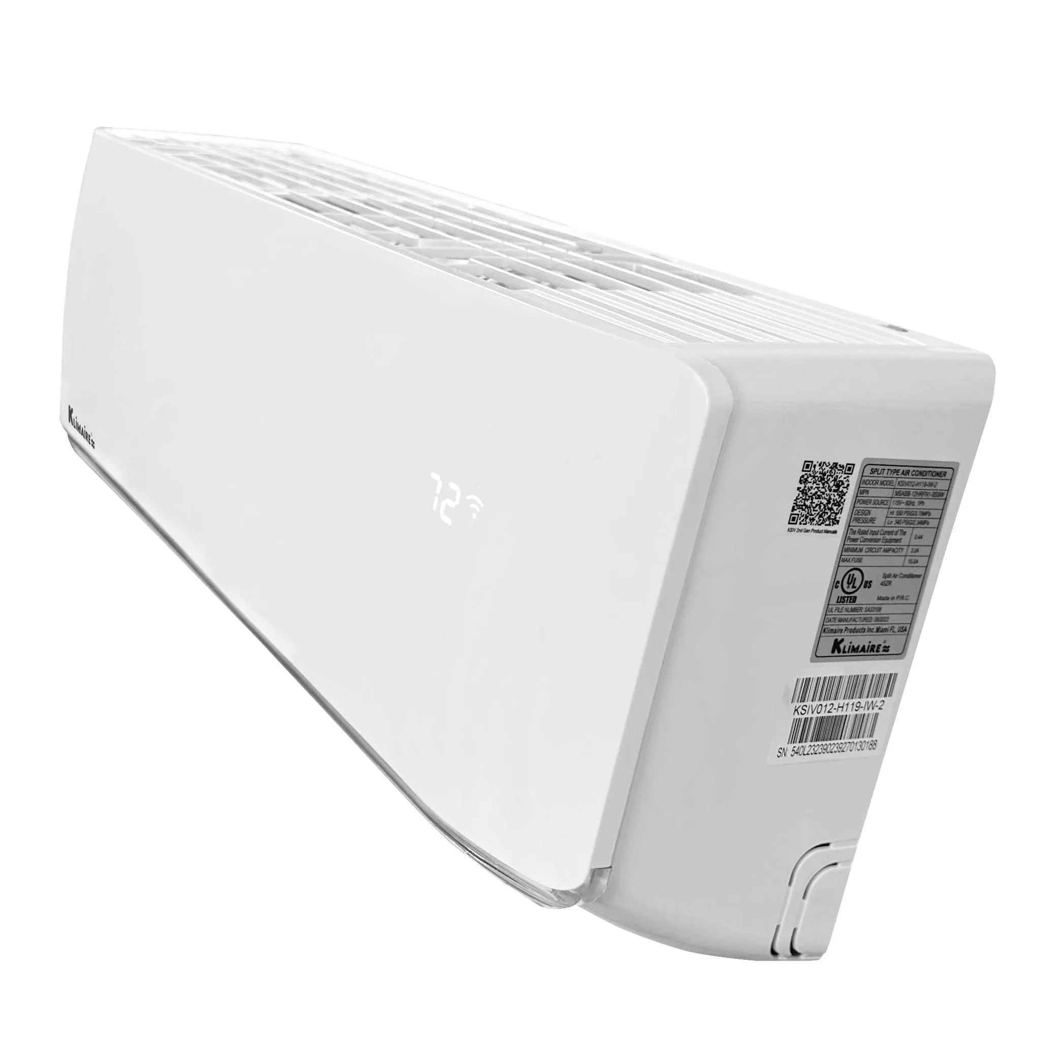 24,000 Btu Klimaire 18 SEER2 220V Wall-mounted Ductless Mini-split Air Conditioner Heat Pump WiFi works with Alexa®