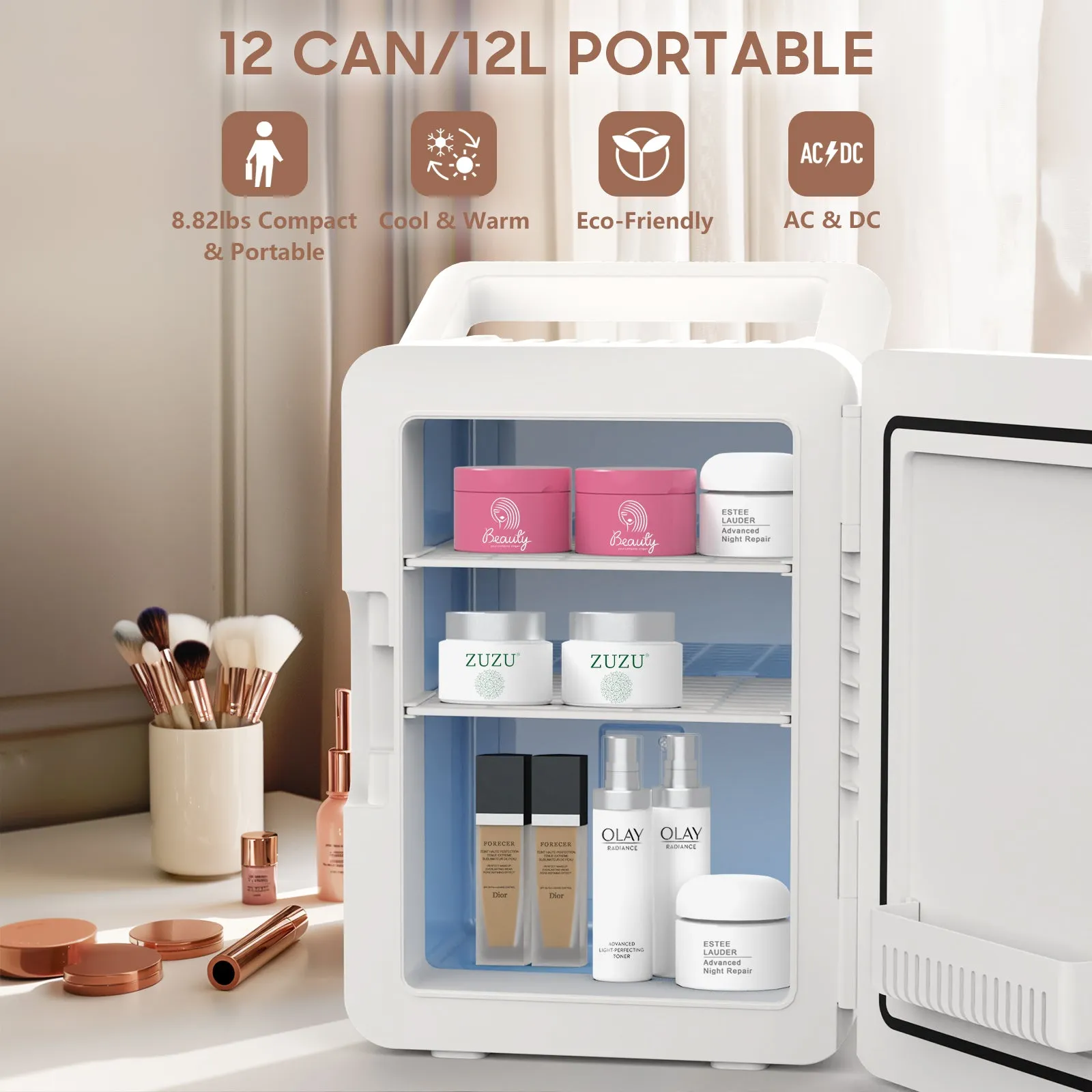 Advwin 12L Mini Fridge with LED Light Mirror(Pre-sale, ETA Jan 10)