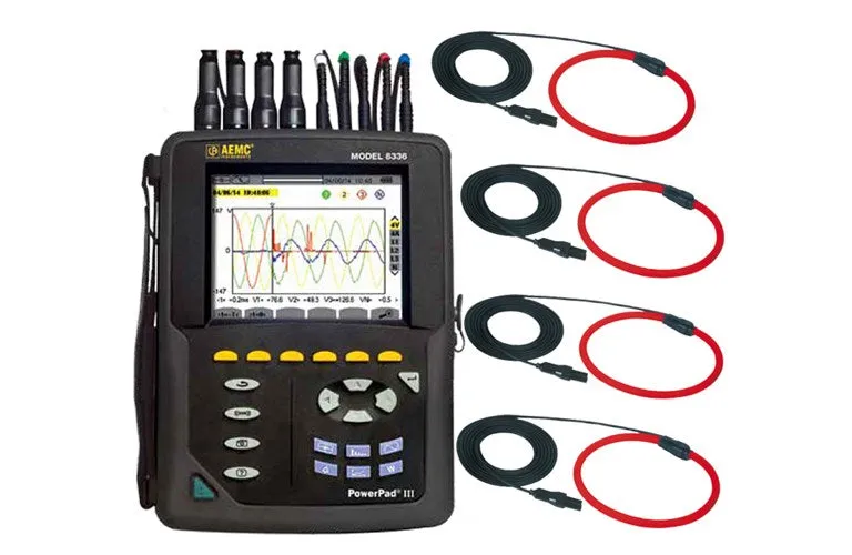 AEMC PowerPad® III 8336 Power Quality Analyzer w/4 AmpFlex® sensors