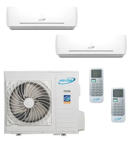 Air-Con 24,000 BTU 22 SEER 2-Zone Wall Mounted 9K 12K Mini-Split Heat Pump System