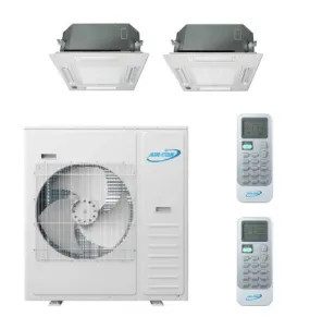 Air-Con 42,000 BTU 20 SEER 2-Zone Ceiling Cassette 12K 24K Mini-Split Heat Pump System