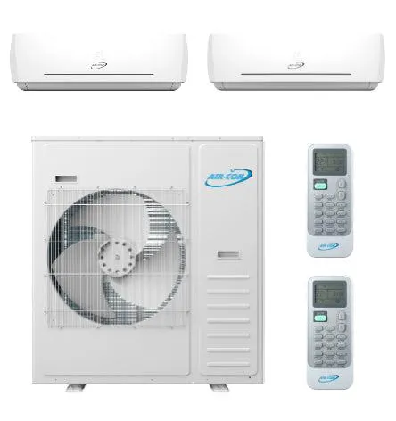 Air-Con 42,000 BTU 20 SEER 2-Zone Wall Mounted 12K 18K Mini-Split Heat Pump System