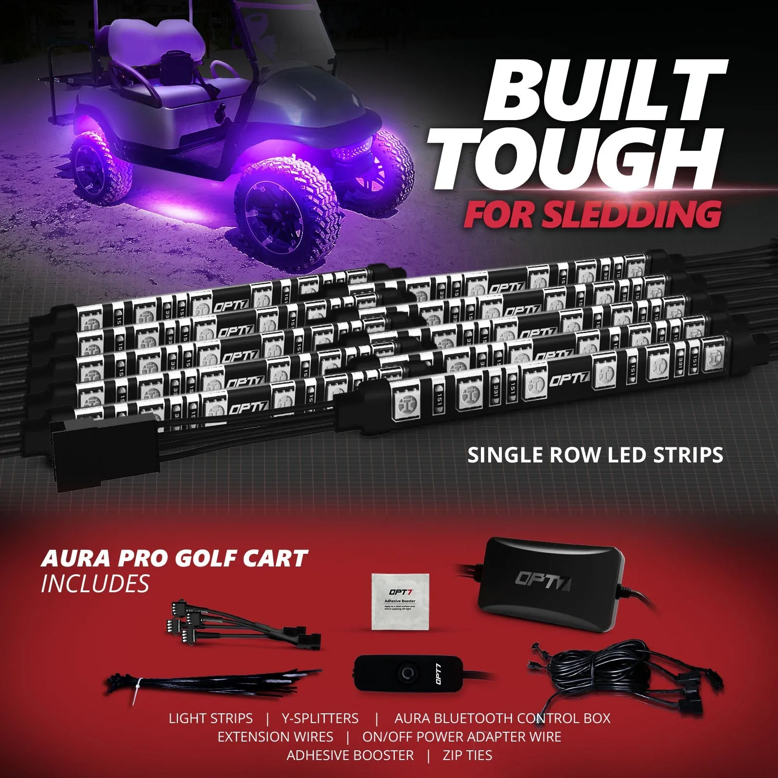 AURA PRO Golf Cart Underbody Glow LED Lighting Kit - Bluetooth Enabled APP - Full Color Spectrum