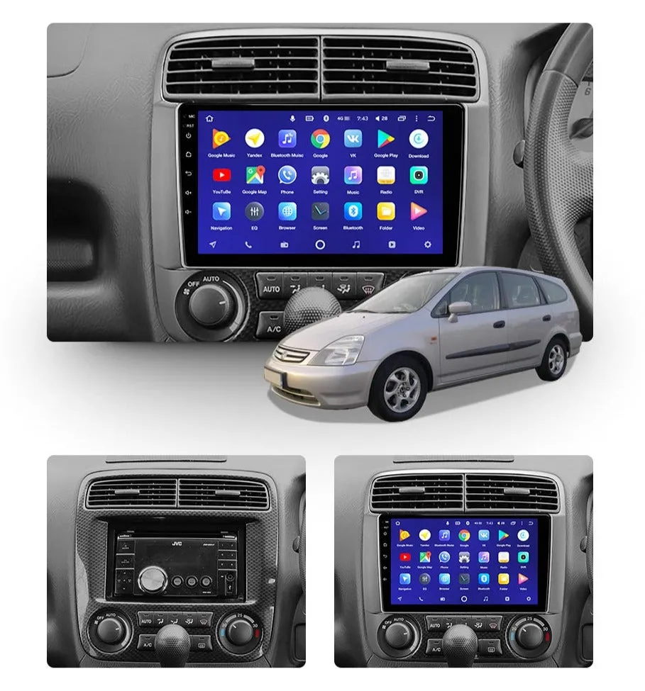 Car Dealz 10.2" Android 10.0 Honda Stream 1 2000 - 2006 In Dash Plus OEM Fascia