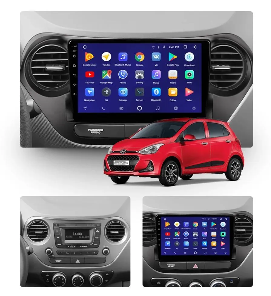 Car Dealz 10.2" Android 10.0 Hyundai I10 2013-2016 w CAM In Dash Plus OEM Fascia