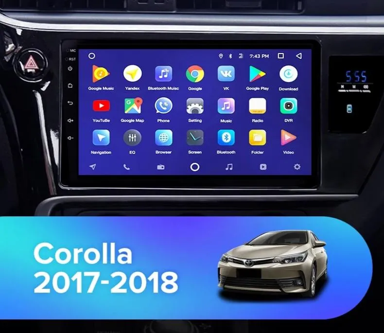 Car Dealz 10.2" Android 10.0 Toyota Corolla 2017-2018 In Dash Plus OEM Fascia