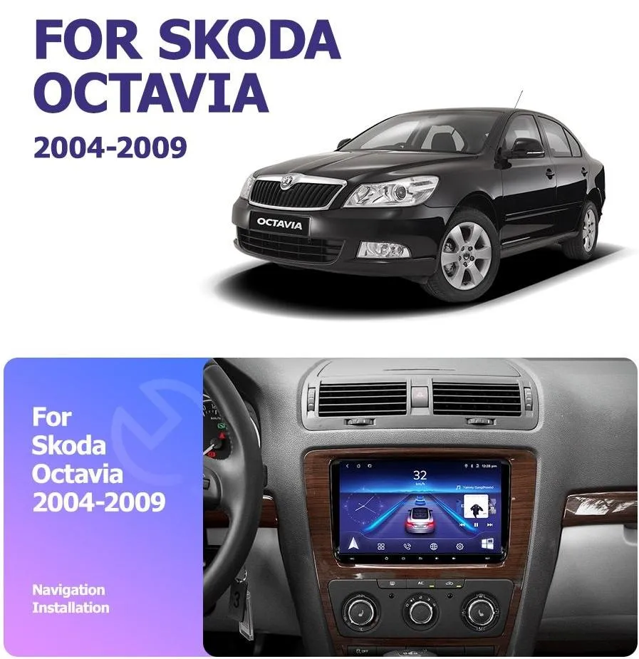 Car Dealz Car Dealz 9" Android 10.0 Skoda Volkswagen Octavia 2 A5 2004-2009 In Dash Plus OEM Fascia