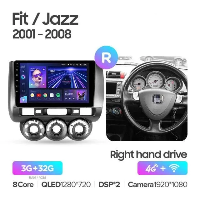 Car Dealz Elite 4G Data Model 10.2" Android 12.0 For Honda Jazz Fit GD 2001 - 2008 In Dash Plus OEM Fascia