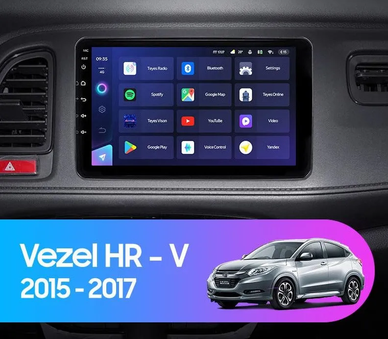 Car Dealz Elite 4G Data Model 10.2" Android 12.0 For Honda Vezel HR - V HRV HR V 2015-2017 In Dash Plus OEM Fascia