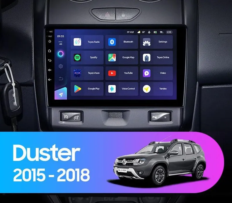 Car Dealz Elite 4G Data Model 10.2" Android 12.0 For Renault Duster 2015-2018 In Dash Plus OEM Fascia