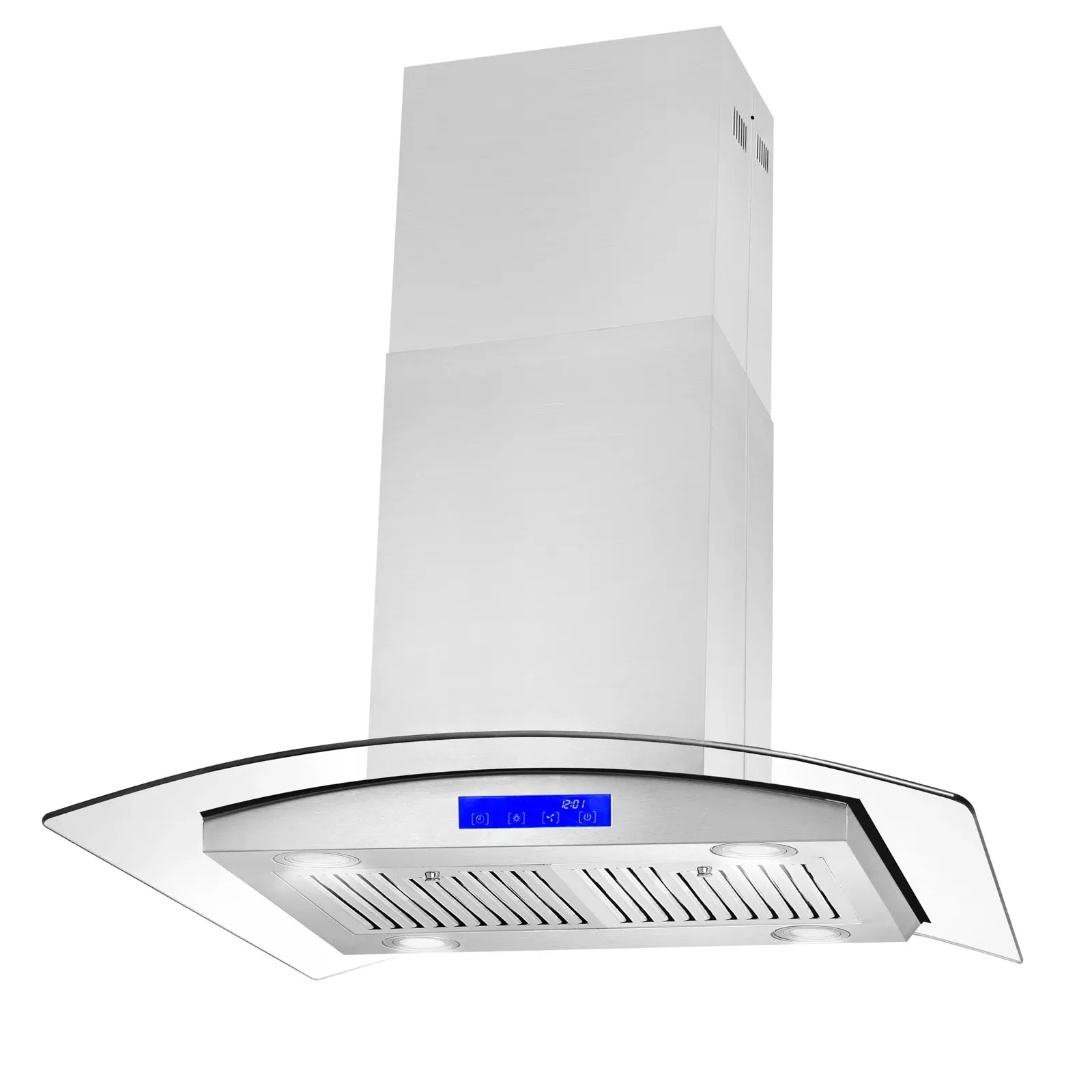 Cosmo 30-Inch 380 CFM Ductless Island Range Hood in Stainless Steel with Tempered Glass (COS-668ICS750-DL)