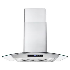 Cosmo 30-Inch 380 CFM Ductless Wall Mount Range Hood in Stainless Steel with Tempered Glass (COS-668WRCS75-DL)