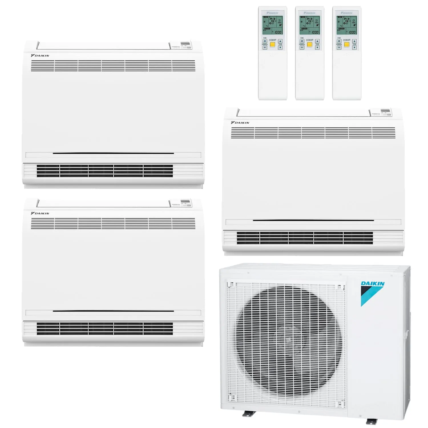 Daikin 3-Zone Floor Standing Hyper Heat Ductless Mini-Split 36000 BTU Heat Pump Air Conditioner 15k   15k   18k - 20 SEER2