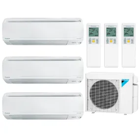 Daikin 3-Zone Wall Mounted Ductless Hyper Heat Mini-Split 24000 BTU Heat Pump Air Conditioner 7k   9k   15k - 18 SEER2