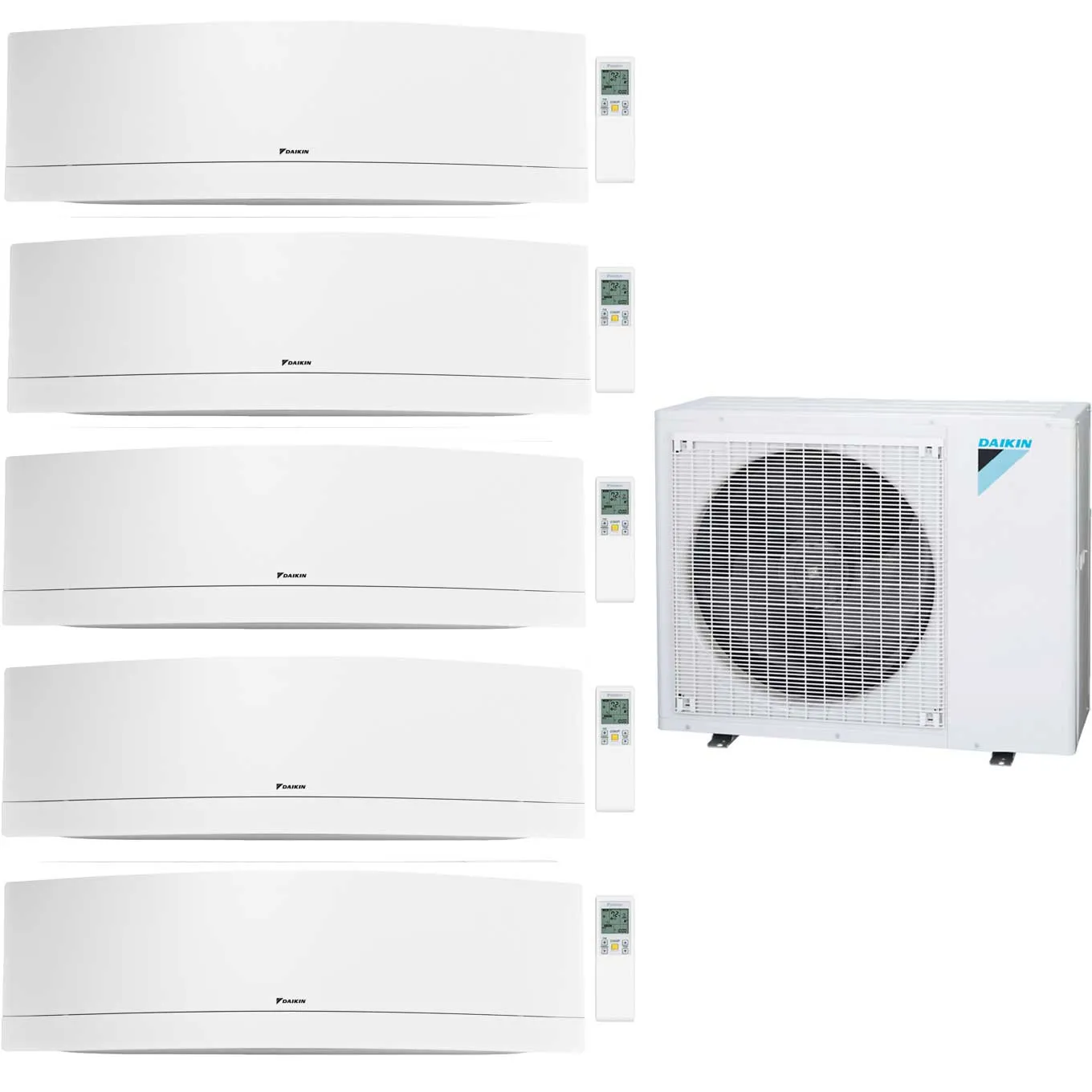 Daikin 5-Zone Wall Mounted Emura White Ductless Mini-Split 48000 BTU Heat Pump Air Conditioner 9k   12k   12k   12k   12k - 20.6 SEER2