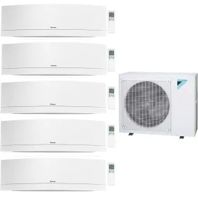 Daikin 5-Zone Wall Mounted Emura White Ductless Mini-Split 48000 BTU Heat Pump Air Conditioner 9k   9k   12k   12k   12k - 20.6 SEER2