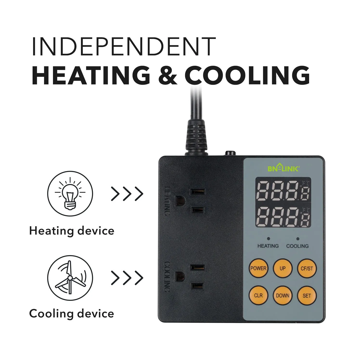 Digital Heating and Cooling Professional Thermostat Controller -40-176°F 15A/1875W BN-LINK