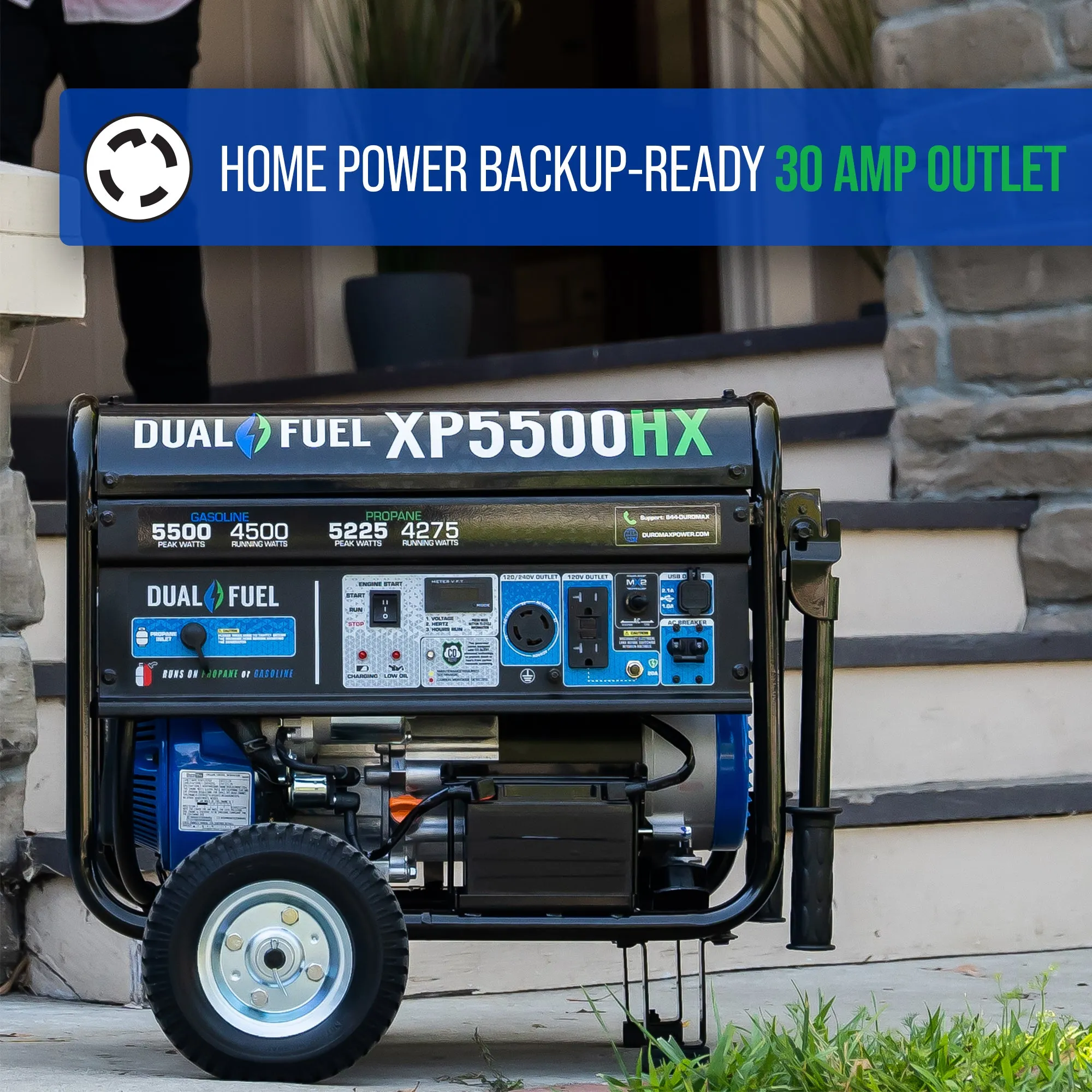 DuroMax XP5500HX 4500W/5500W Dual Fuel CO Alert Electric Start Generator New