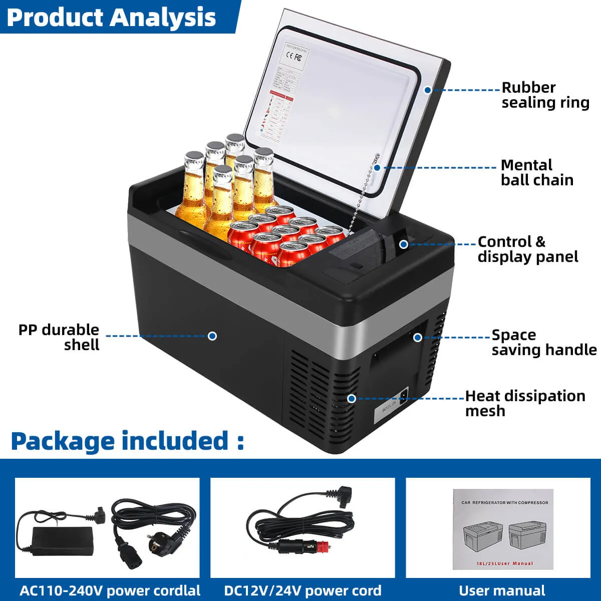 F19 Portable Refrigerator, 2-in-1 Heat and Cool, 25L