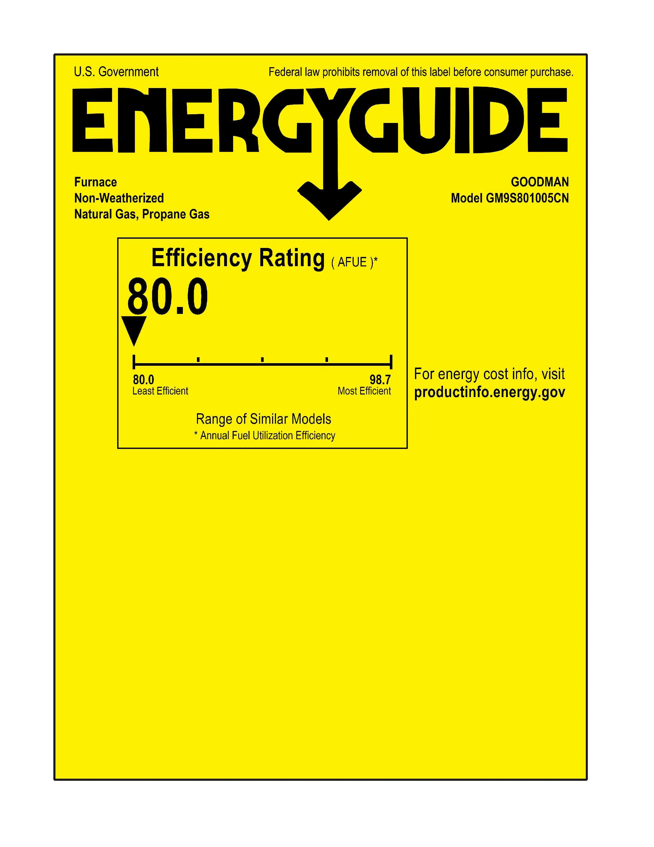 Goodman 80% AFUE 100,000 BTU Single Stage Gas Furnace - Upflow/Horizontal