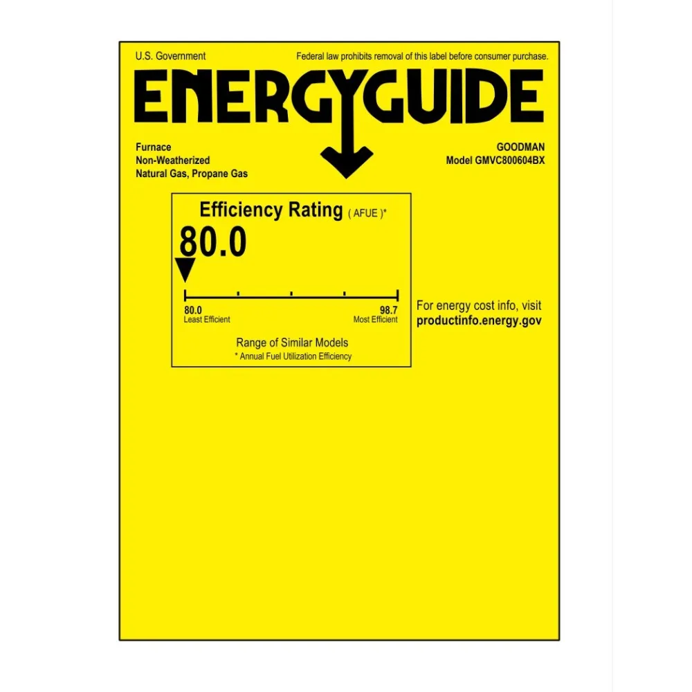 Goodman 80% AFUE 60,000 BTU 2-Stage Variable Speed Low NOx Gas Furnace - Upflow/Horizontal