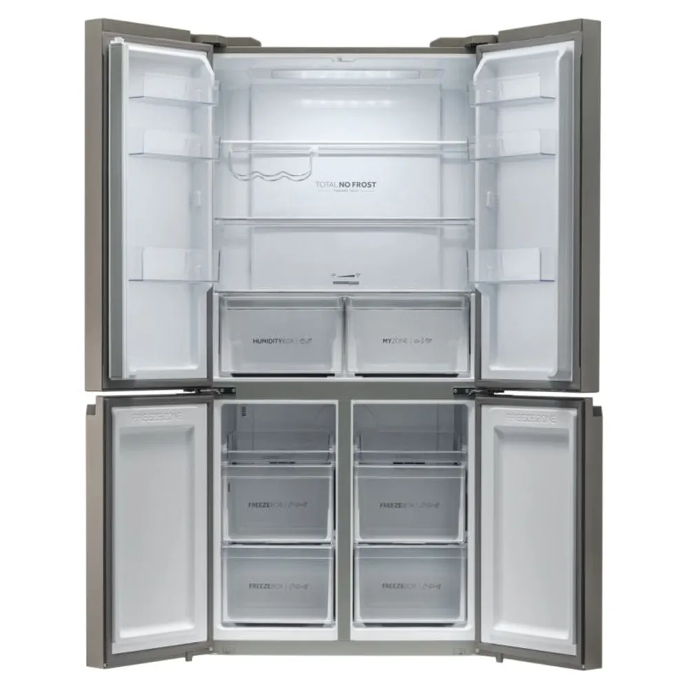 Haier Cube 90 Series 5 643L Frost Free Freestanding Multi Door Fridge Freezer - New Platinum Inox | HCR59F19ENMMUK