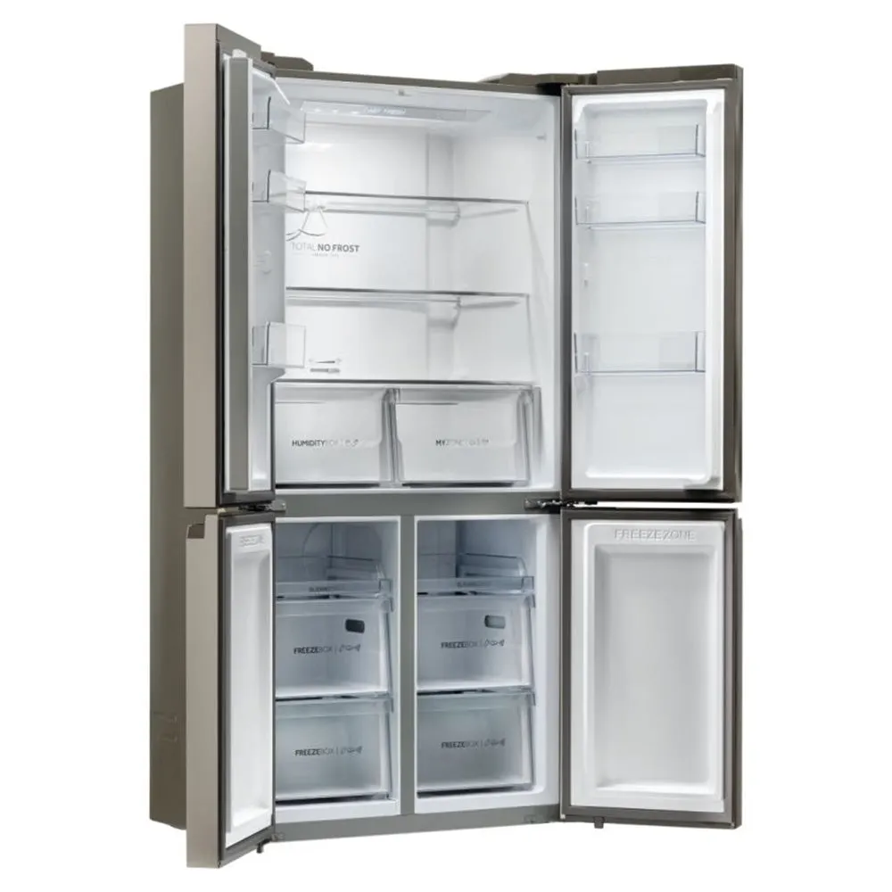 Haier Cube 90 Series 5 643L Frost Free Freestanding Multi Door Fridge Freezer - New Platinum Inox | HCR59F19ENMMUK