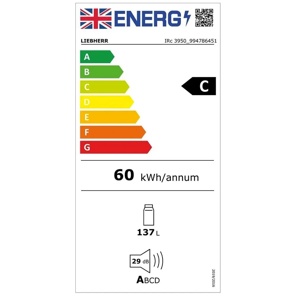 Liebherr IRC3950 Prime 136 Litre Integrated Fridge with EasyFresh, UltraSilent - 55.9cm Wide