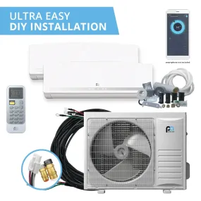 Perfect Aire DIY 18,000 BTU 22 SEER Dual Zone Heat Pump System 9K   9K