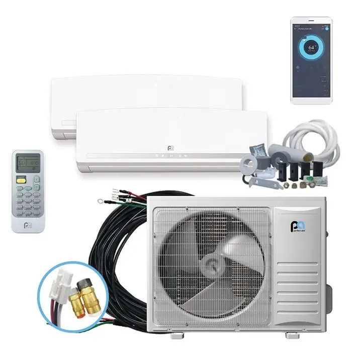 Perfect Aire DIY 18,000 BTU 22 SEER Dual Zone Heat Pump System 9K   9K