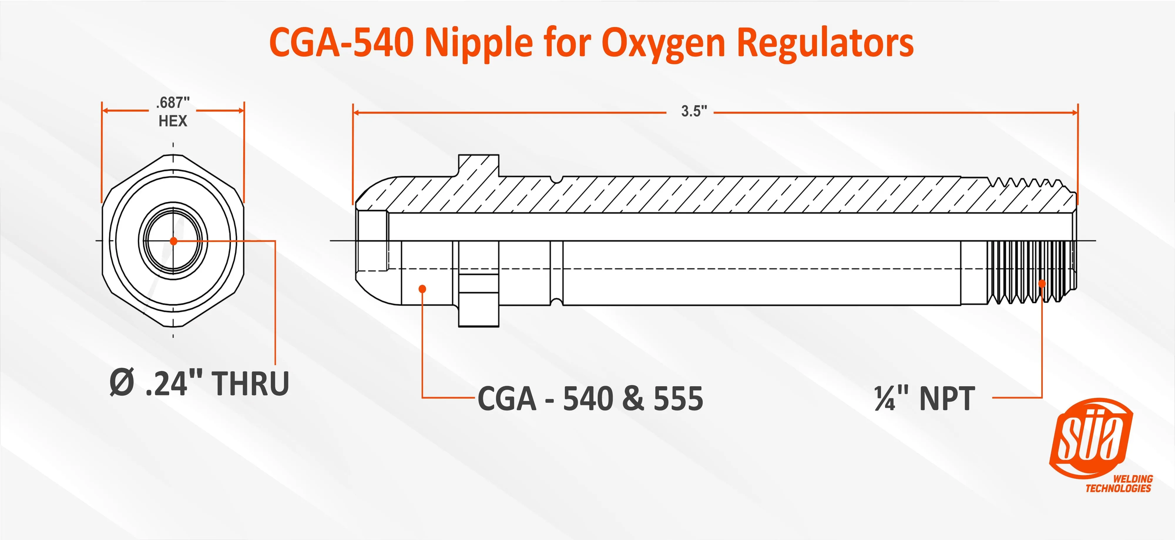 SÜA® - CGA Nuts and  Nipples for Gas Regulators