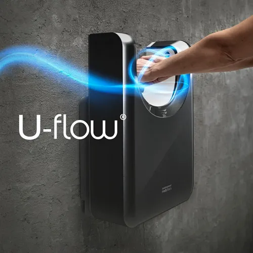 Saniflow® M23AB U-FLOW® Hand Dryer - BLACK (with WHITE) Cover High-Speed HEPA Universal Voltage