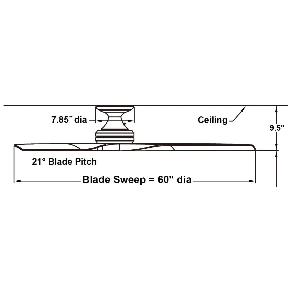 Spitfire 60 Inch Flush Mount Ceiling Fan