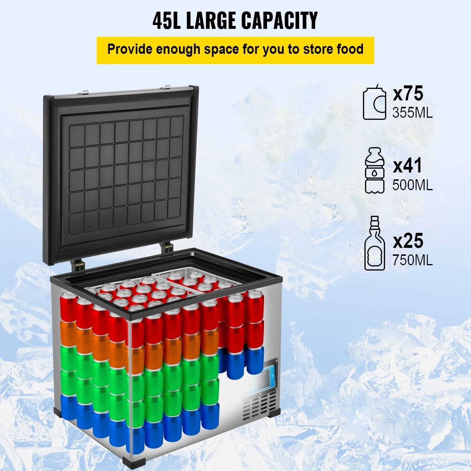 Vevor Portable Refrigerator 48 Quart with Compressor and App Control New